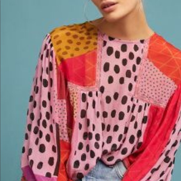 anthropologie eclectic peasant blouse